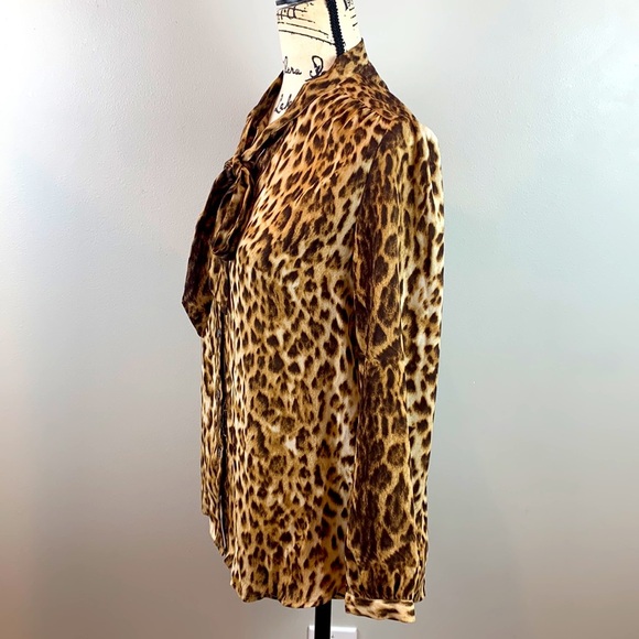 J. Crew Tie-Neck Button-Up Shirt In Leopard Print NWOT - Picture 6 of 9